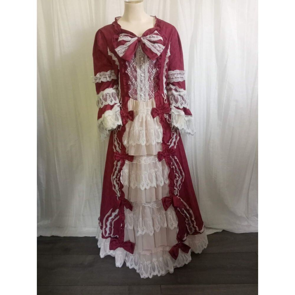 Renaissance Ball Gown Costume Red Victorian Dress Small Princess Lolita Cosplay